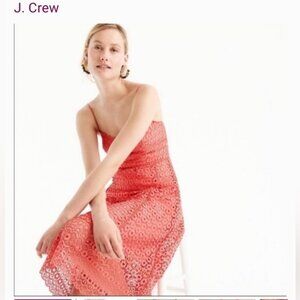 NWT J. Crew coral daisy lace dress. Size 2P